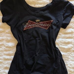 Budweiser Black Tee with Red and Gold Logo